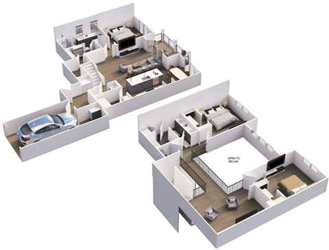 Floor plan for 3 beds, 2.5 baths, 1968 sqft